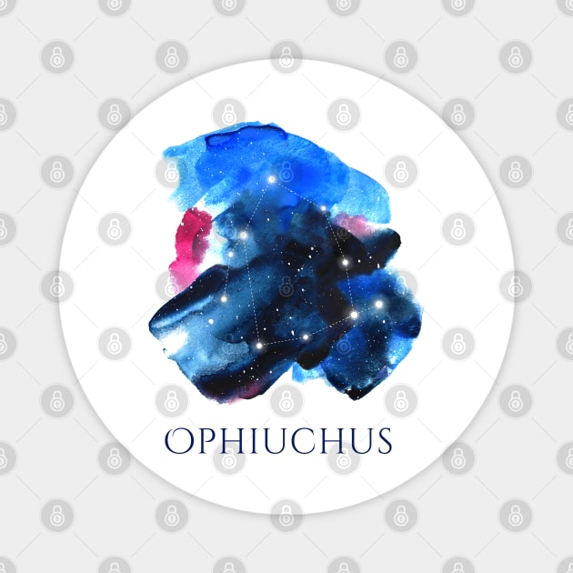 Ophiuchus New Zodiac Sign - Watercolor Star Constellation Magnet by marufemia